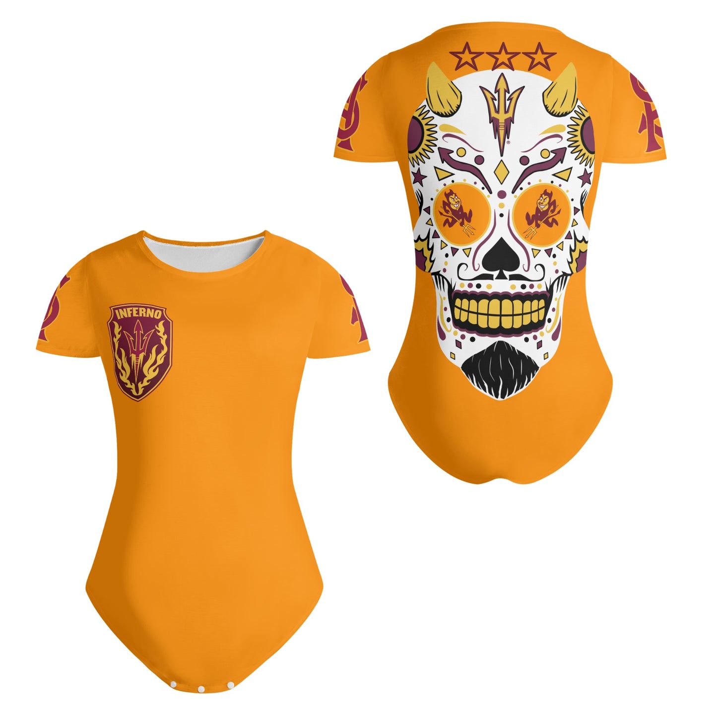 Sun Devil S.O.S Orange Edition Womens Soft Short Sleeve Bodysuit