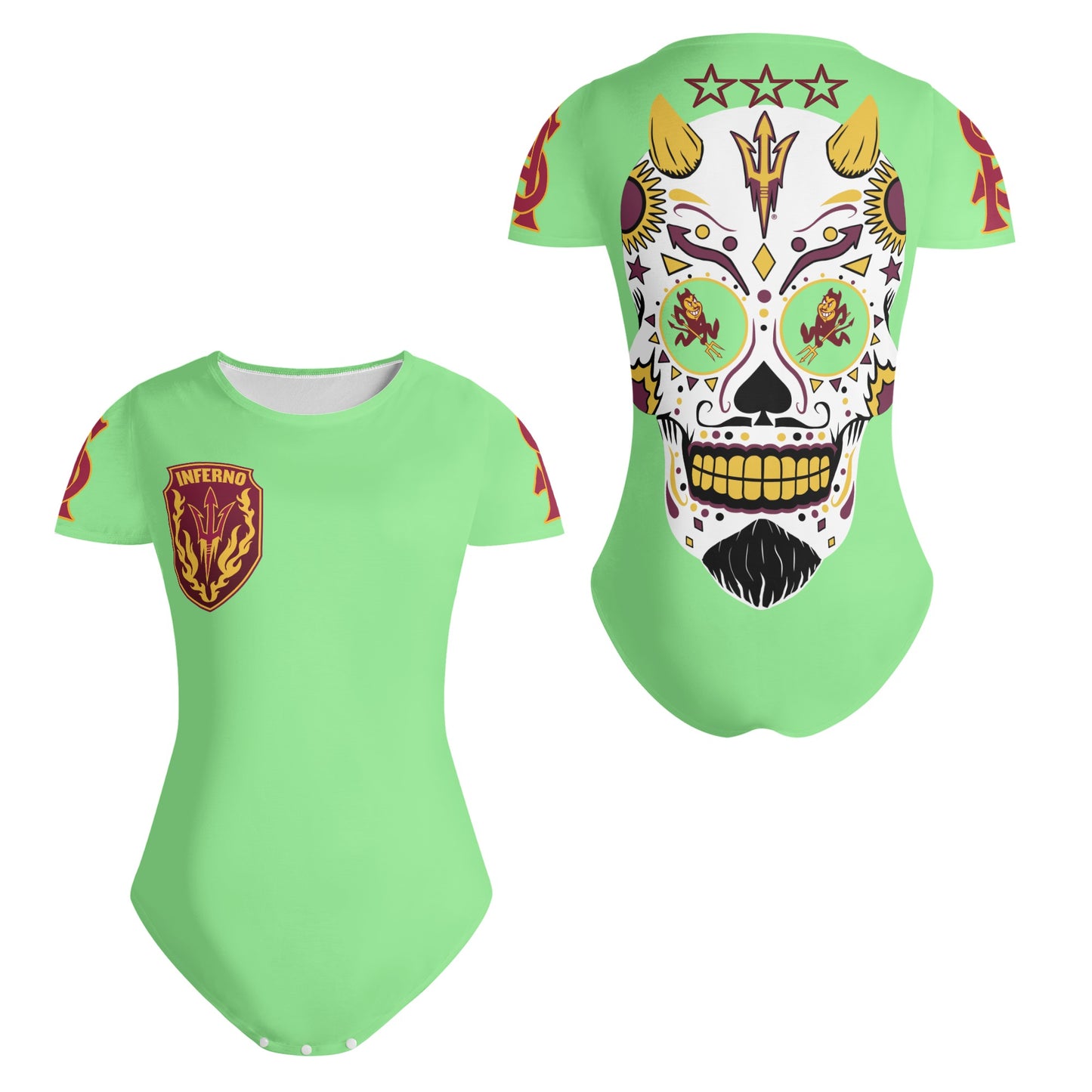 Sun Devil S.O.S Mint Green  Edition Womens Soft Short Sleeve Bodysuit