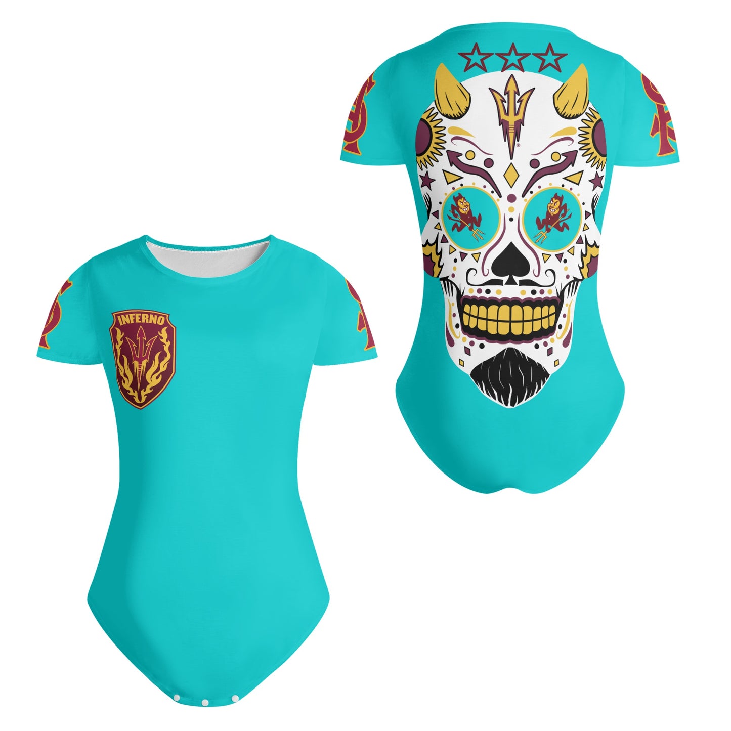 Sun Devil S.O.S Turquoise Edition Womens Soft Short Sleeve Bodysuit