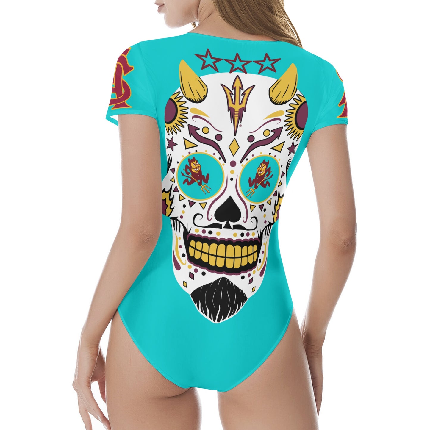 Sun Devil S.O.S Turquoise Edition Womens Soft Short Sleeve Bodysuit