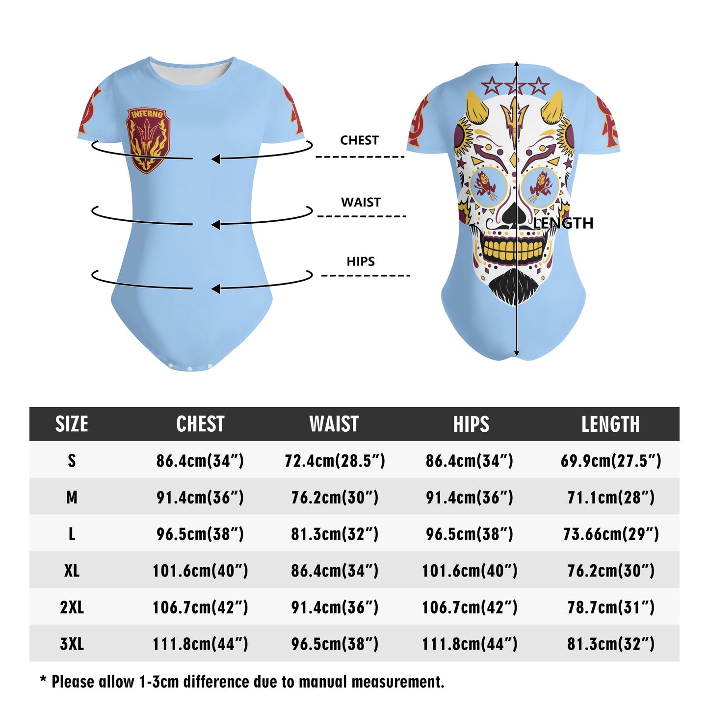 Sun Devil S.O.S Sky Blue Edition Womens Soft Short Sleeve Bodysuit