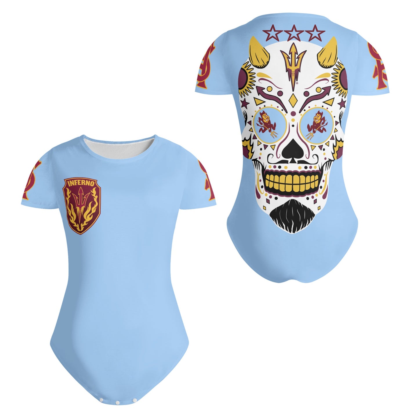 Sun Devil S.O.S Sky Blue Edition Womens Soft Short Sleeve Bodysuit