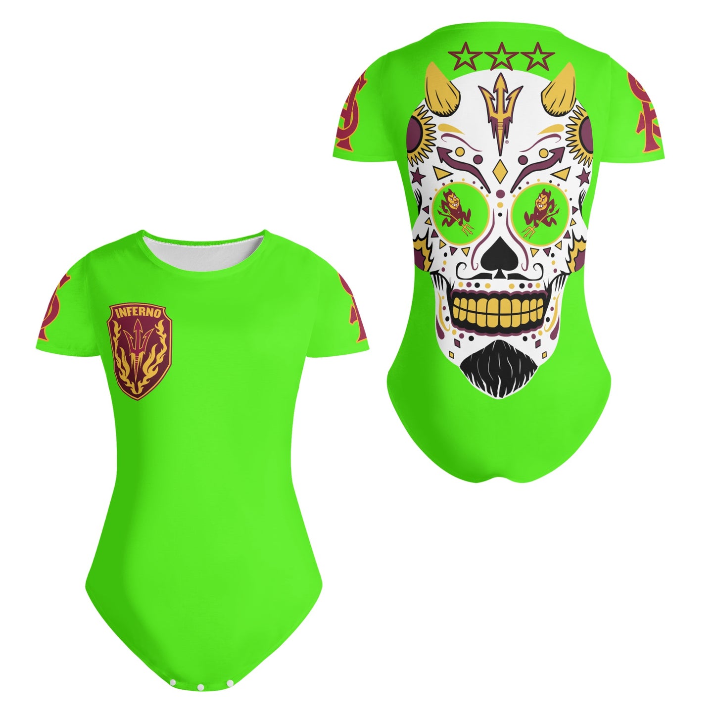 Sun Devil S.O.S Goo Green Edition Womens Soft Short Sleeve Bodysuit