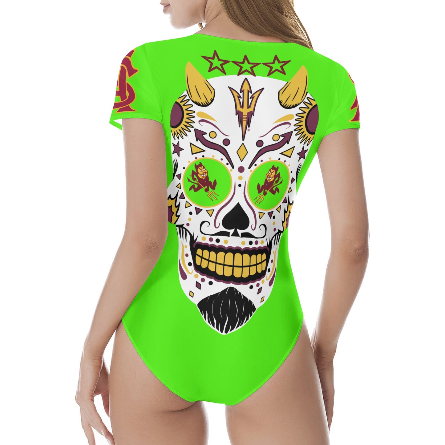 Sun Devil S.O.S Goo Green Edition Womens Soft Short Sleeve Bodysuit