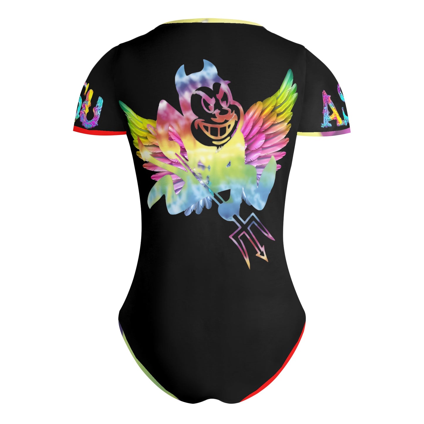 Sun Devil S.O.S Tie-Die Black Edition Womens Soft Short Sleeve Bodysuit