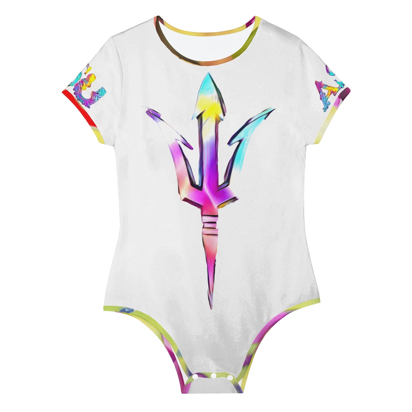 Sun Devil S.O.S Tie -Die White Edition Womens Soft Short Sleeve Bodysuit