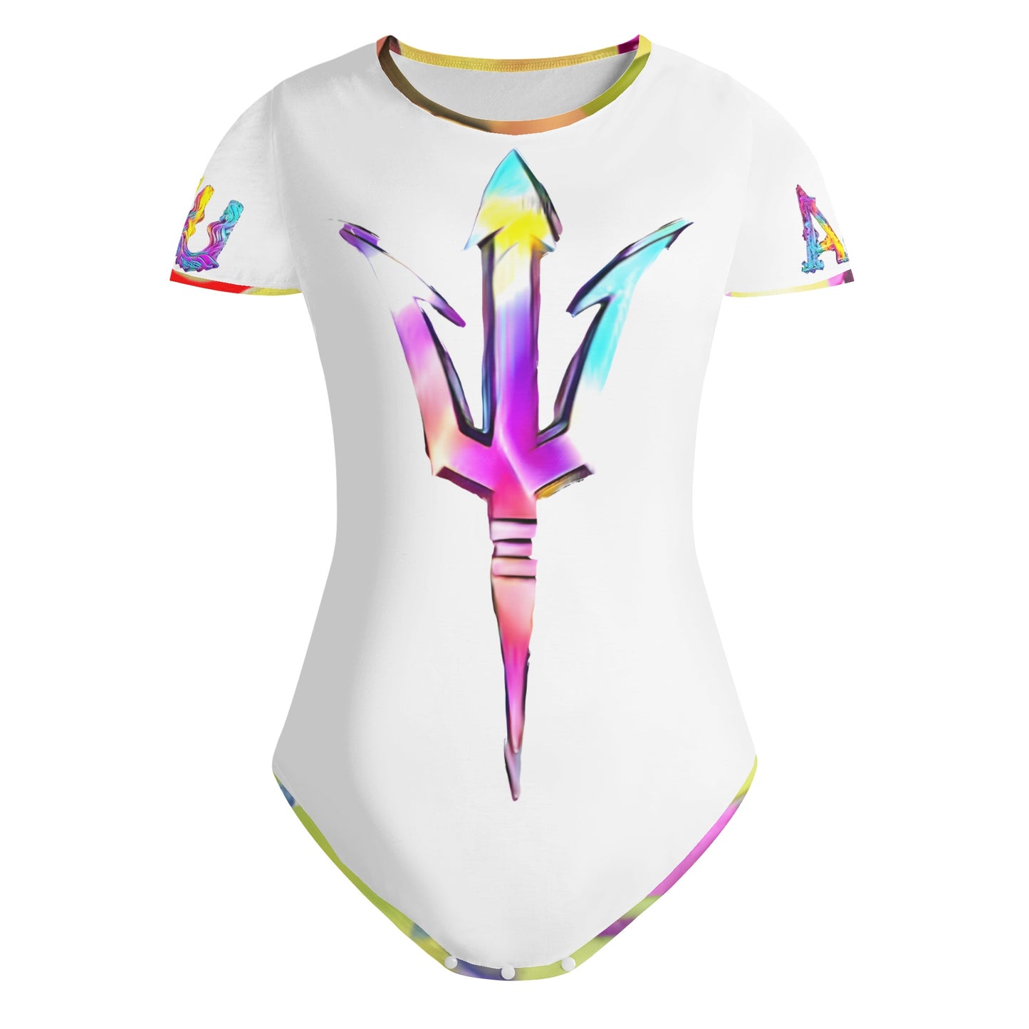 Sun Devil S.O.S Tie -Die White Edition Womens Soft Short Sleeve Bodysuit