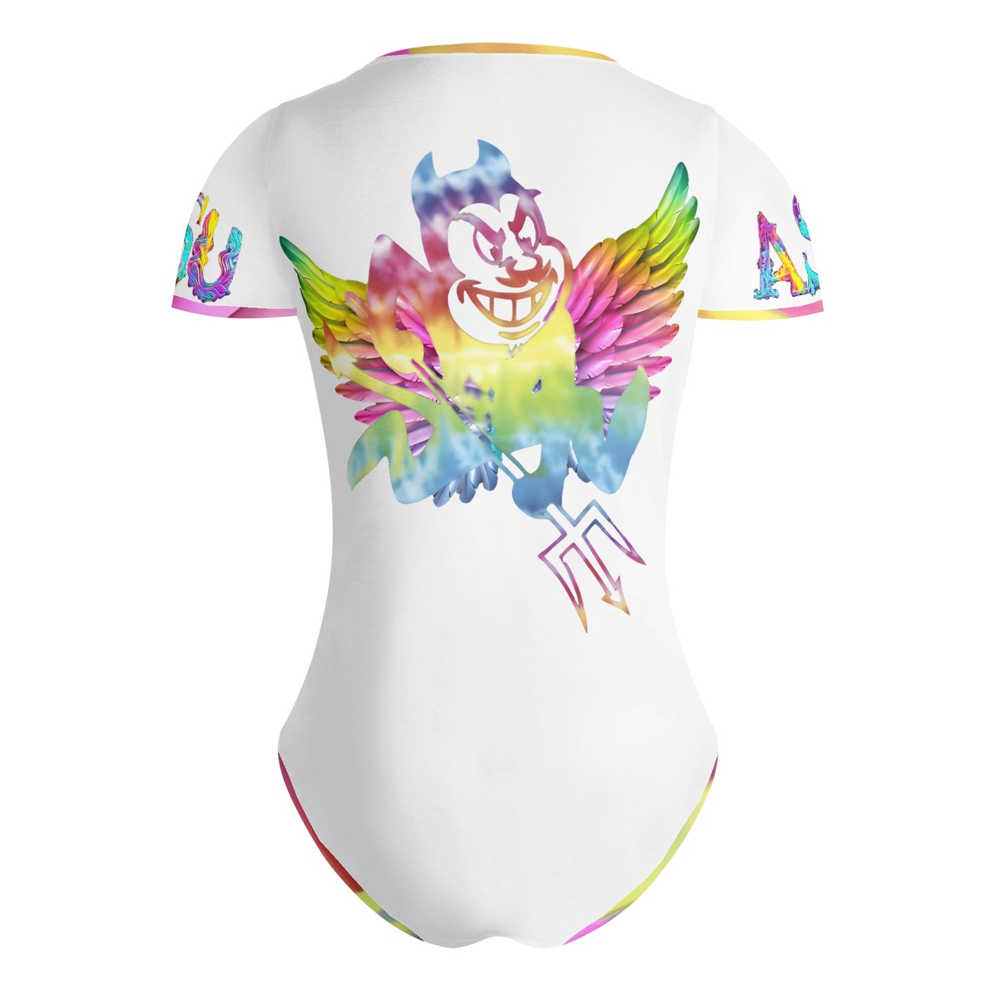 Sun Devil S.O.S Tie -Die White Edition Womens Soft Short Sleeve Bodysuit