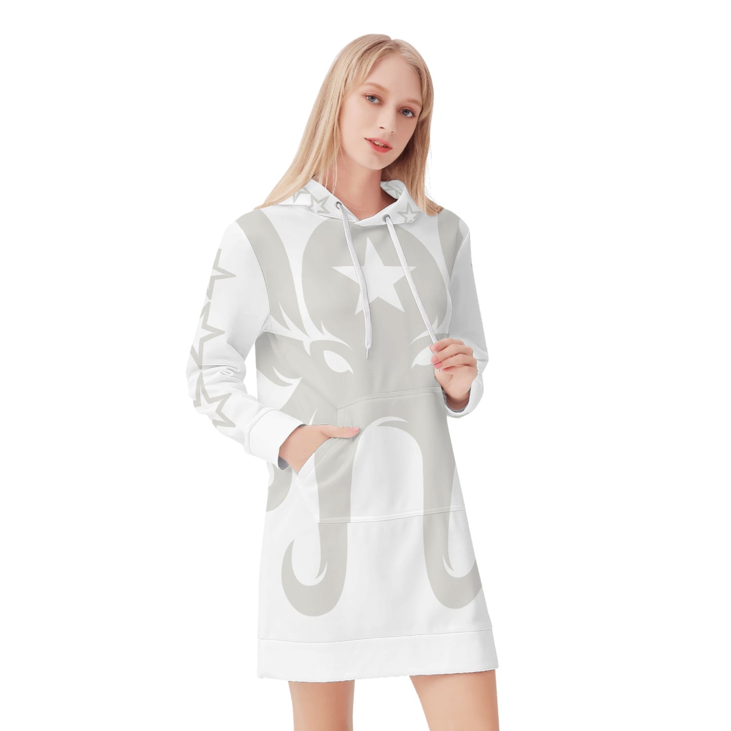 Star Kraken Womens White Hoodie Dress