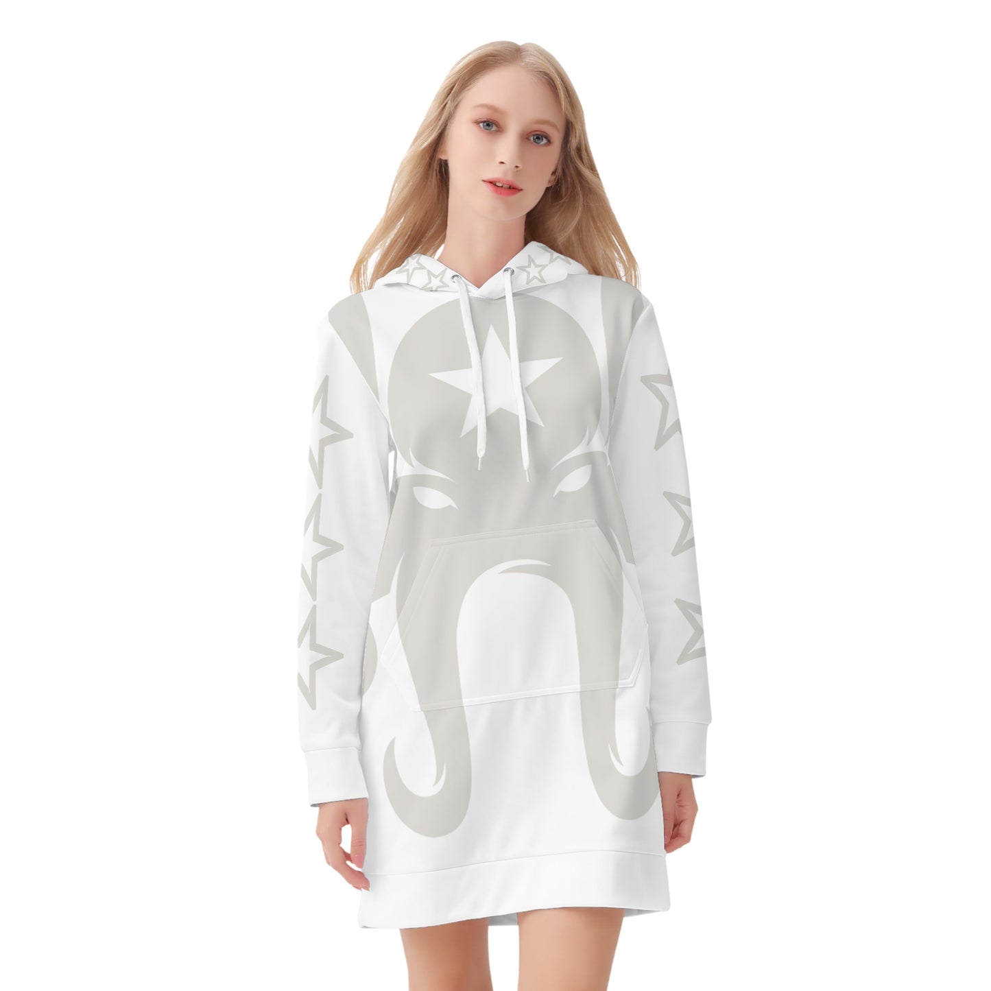 Star Kraken Womens White Hoodie Dress