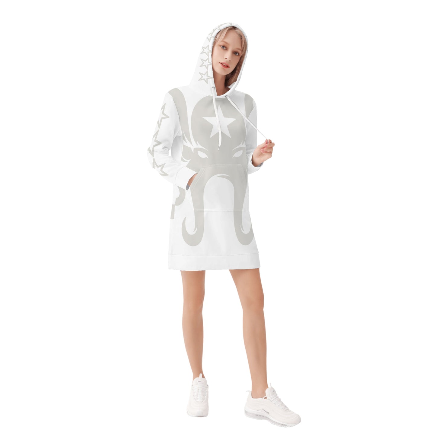 Star Kraken Womens White Hoodie Dress