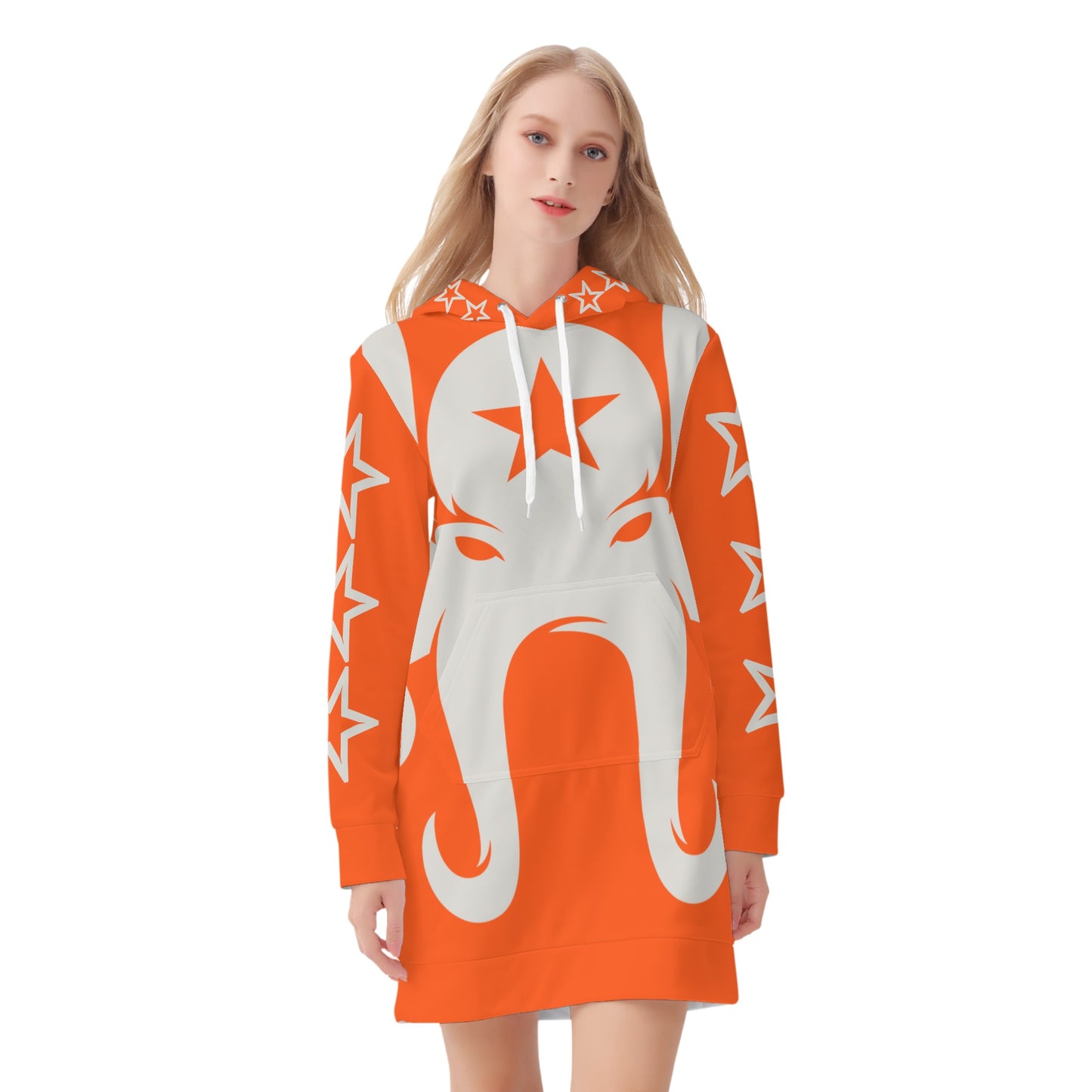 Star Kraken Womens Dark Orange Hoodie Dress