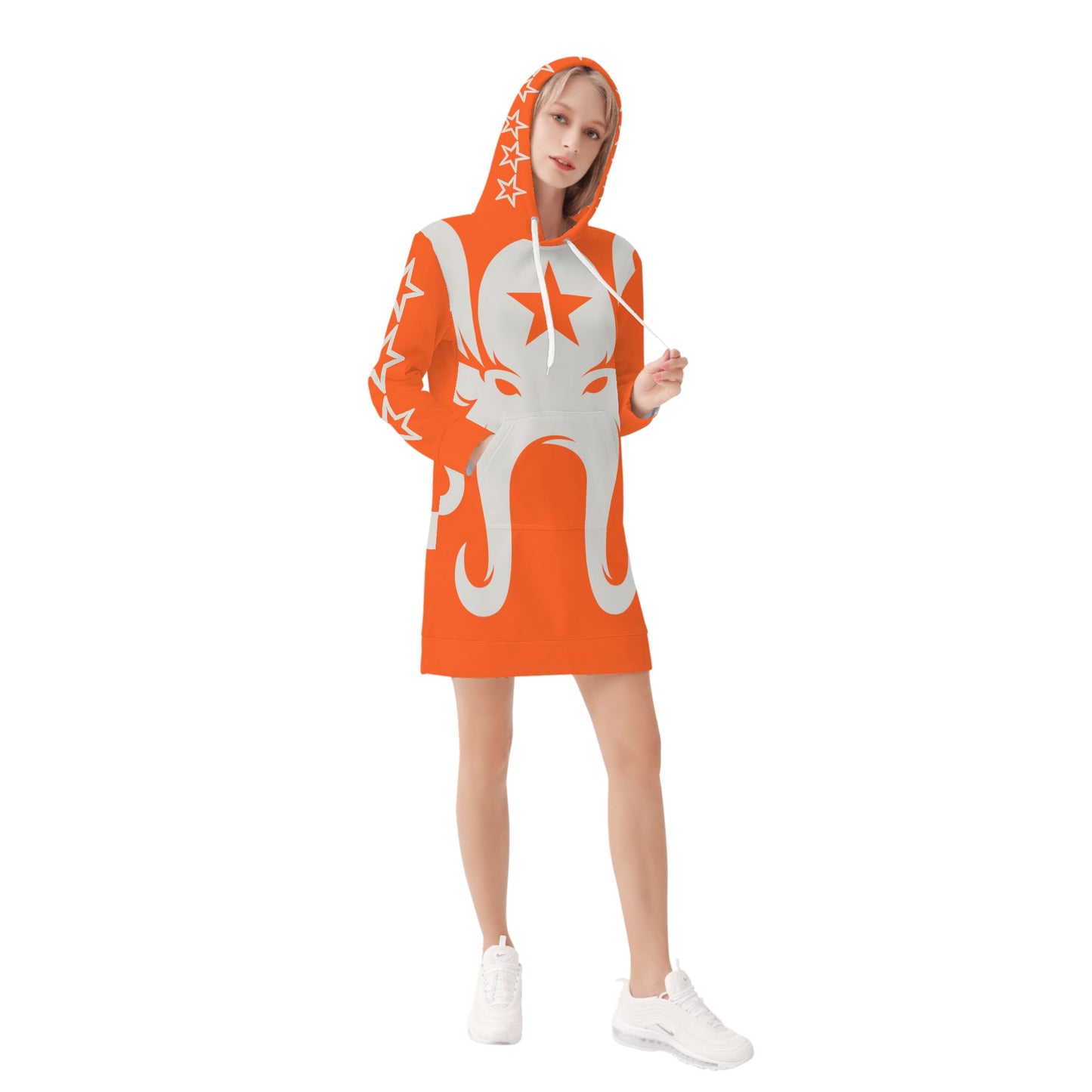 Star Kraken Womens Dark Orange Hoodie Dress