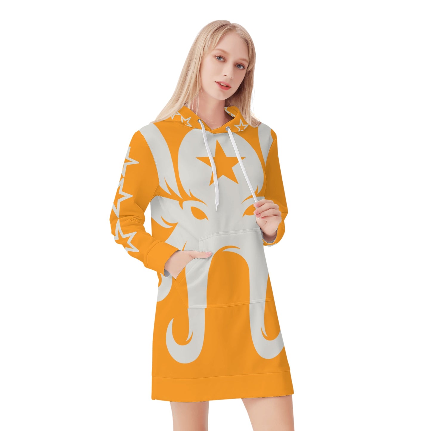 Star Kraken Womens Orange Hoodie Dress