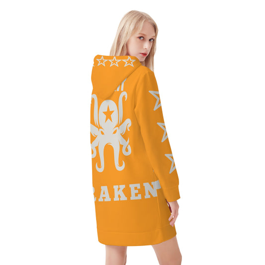 Star Kraken Womens Orange Hoodie Dress