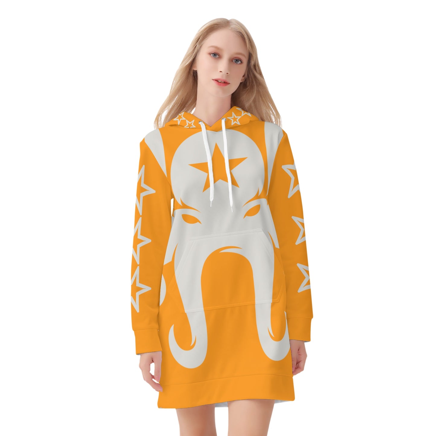 Star Kraken Womens Orange Hoodie Dress