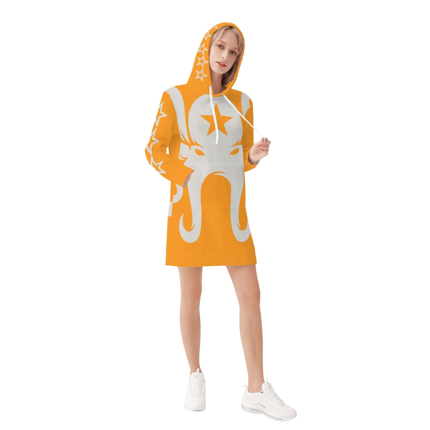 Star Kraken Womens Orange Hoodie Dress