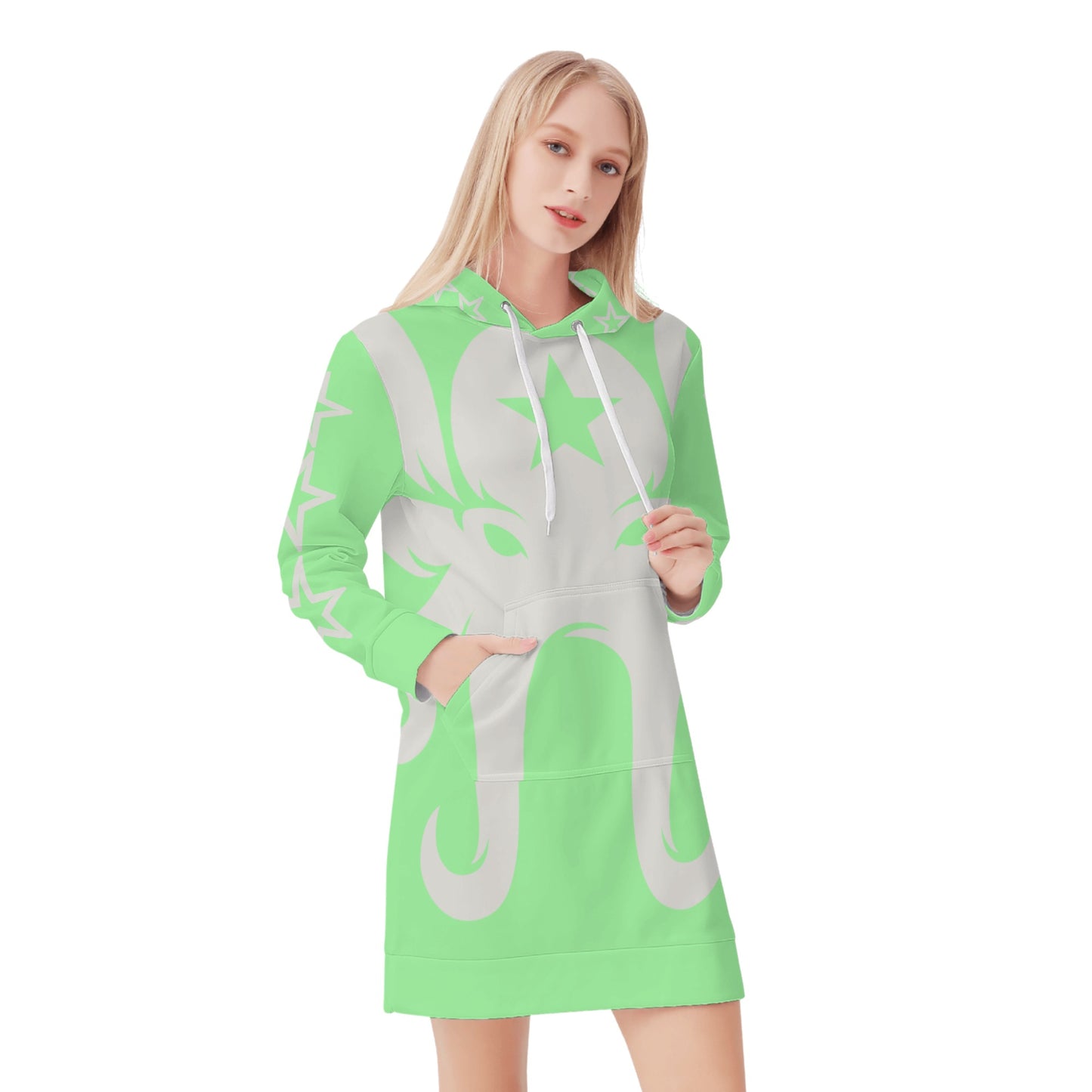 Star Kraken Womens Mint Green Hoodie Dress