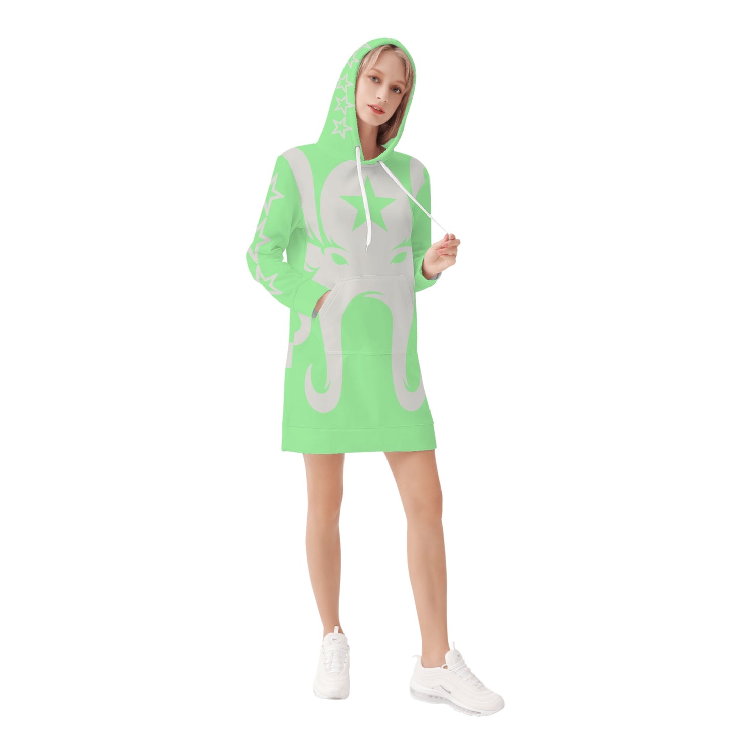 Star Kraken Womens Mint Green Hoodie Dress