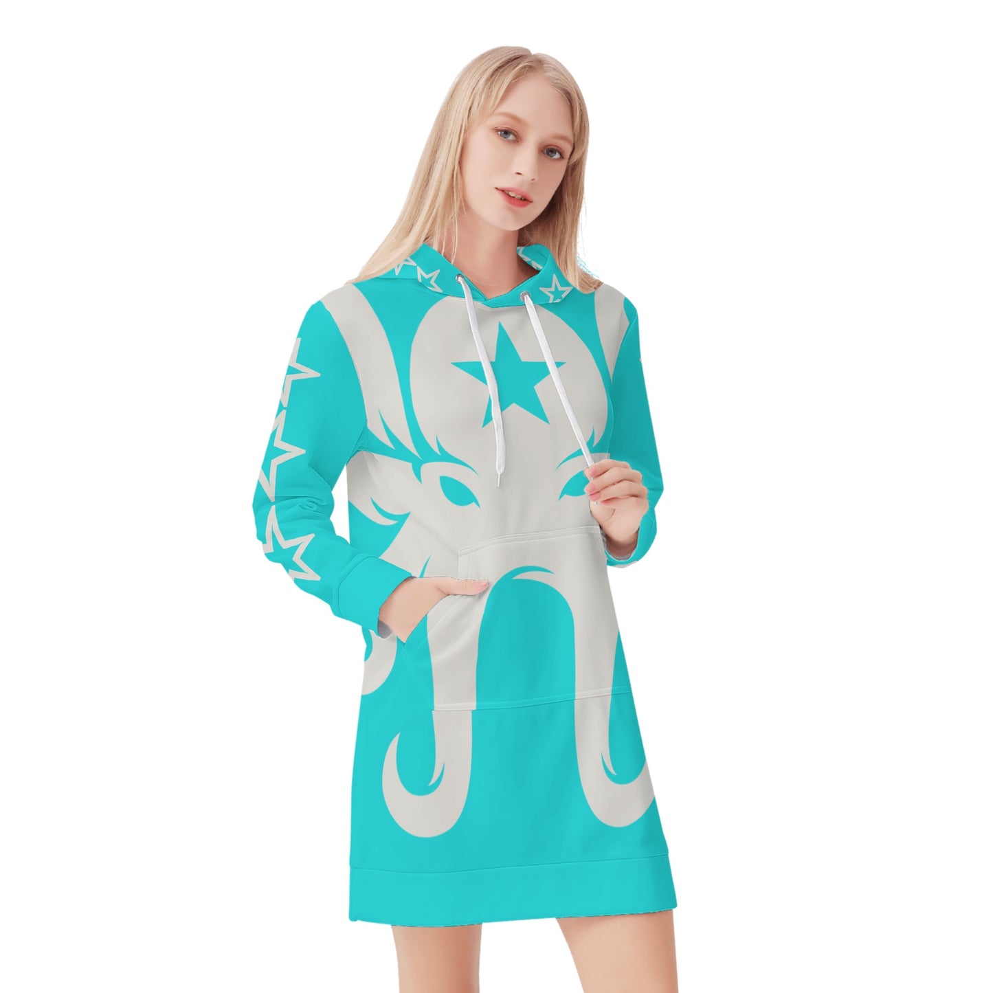 Star Kraken Womens Turquoise Hoodie Dress