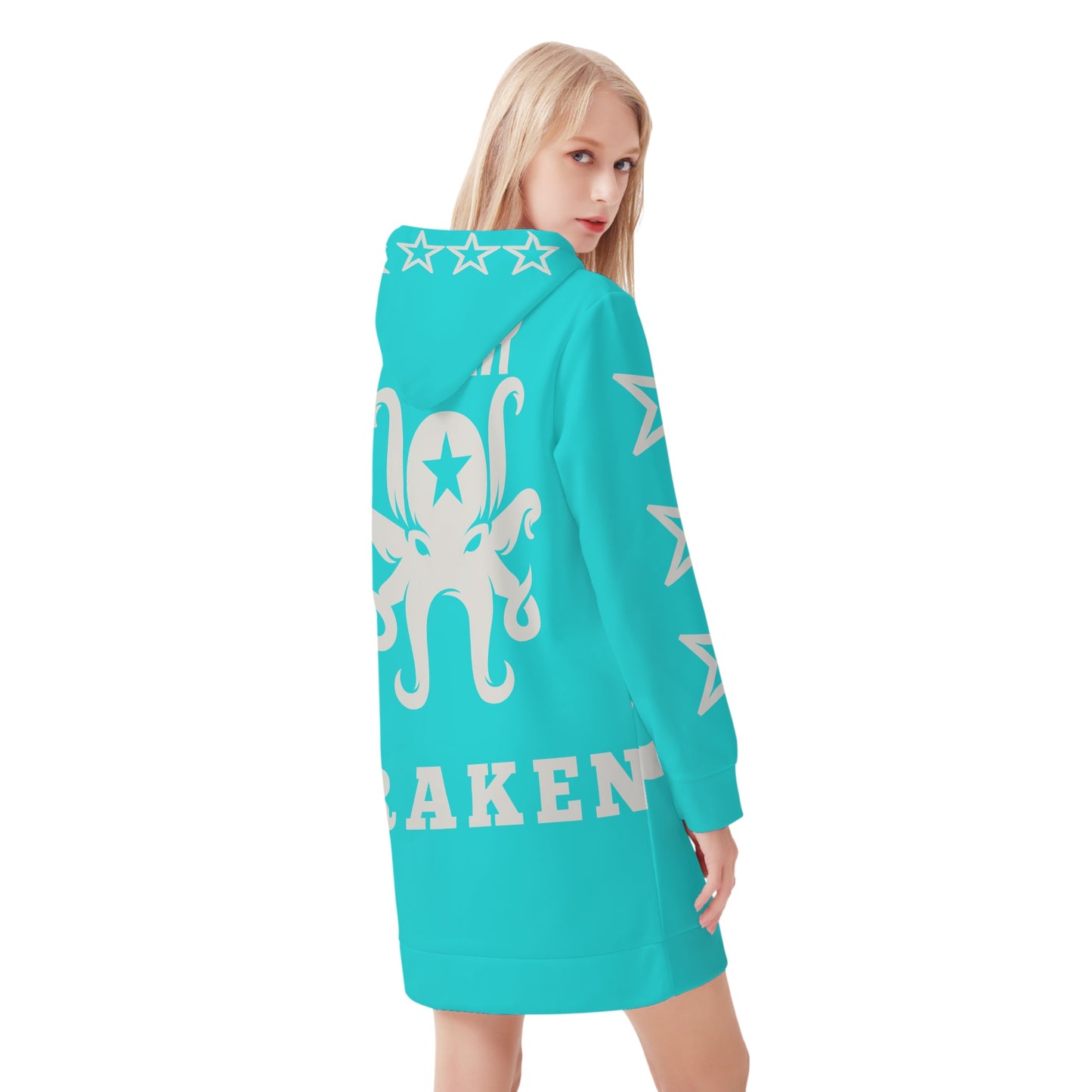 Star Kraken Womens Turquoise Hoodie Dress