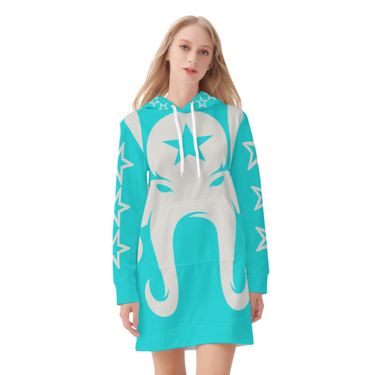 Star Kraken Womens Turquoise Hoodie Dress