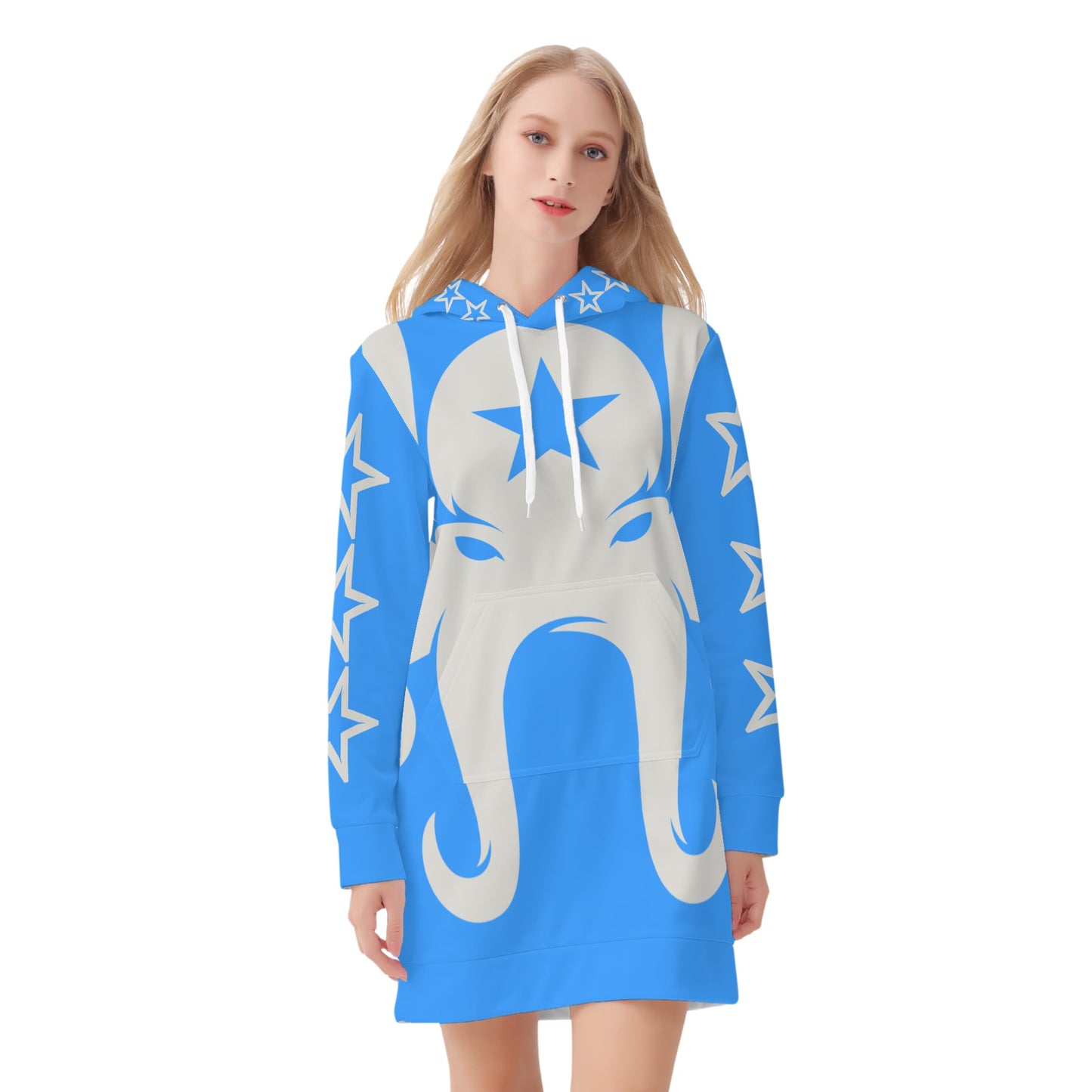 Star Kraken Womens Blue Hoodie Dress