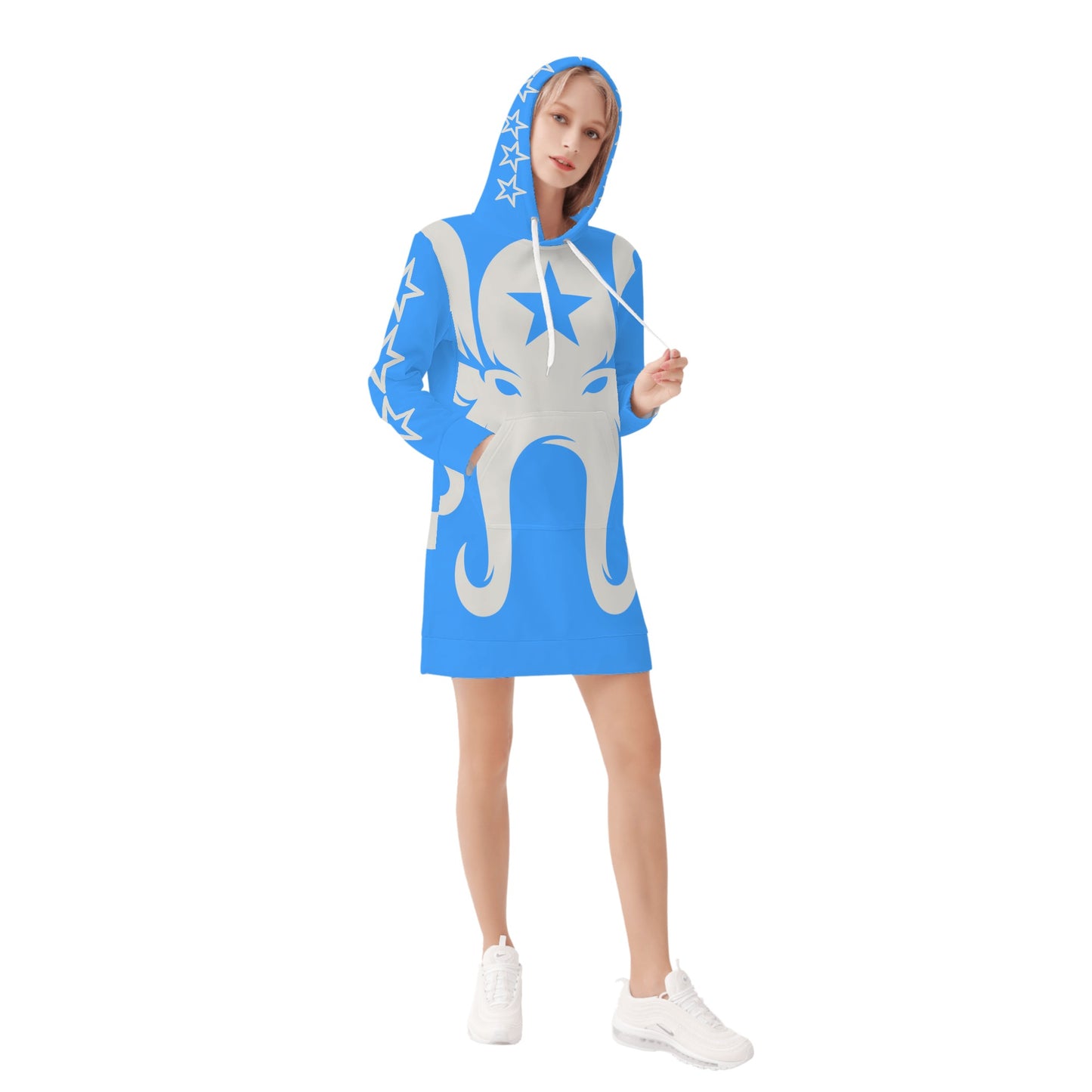 Star Kraken Womens Blue Hoodie Dress