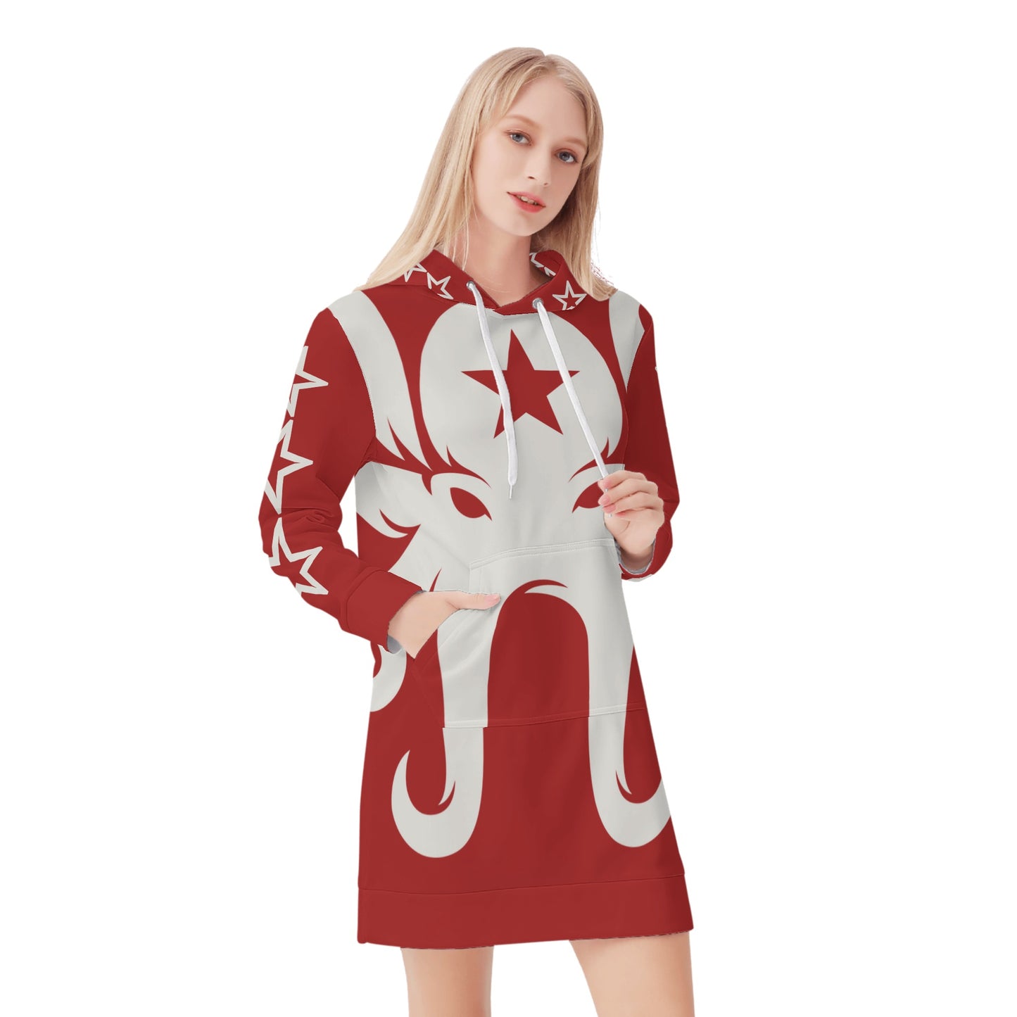 Star Kraken Womens Maroon Hoodie Dress