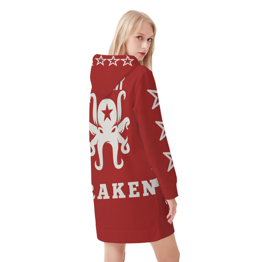 Star Kraken Womens Maroon Hoodie Dress