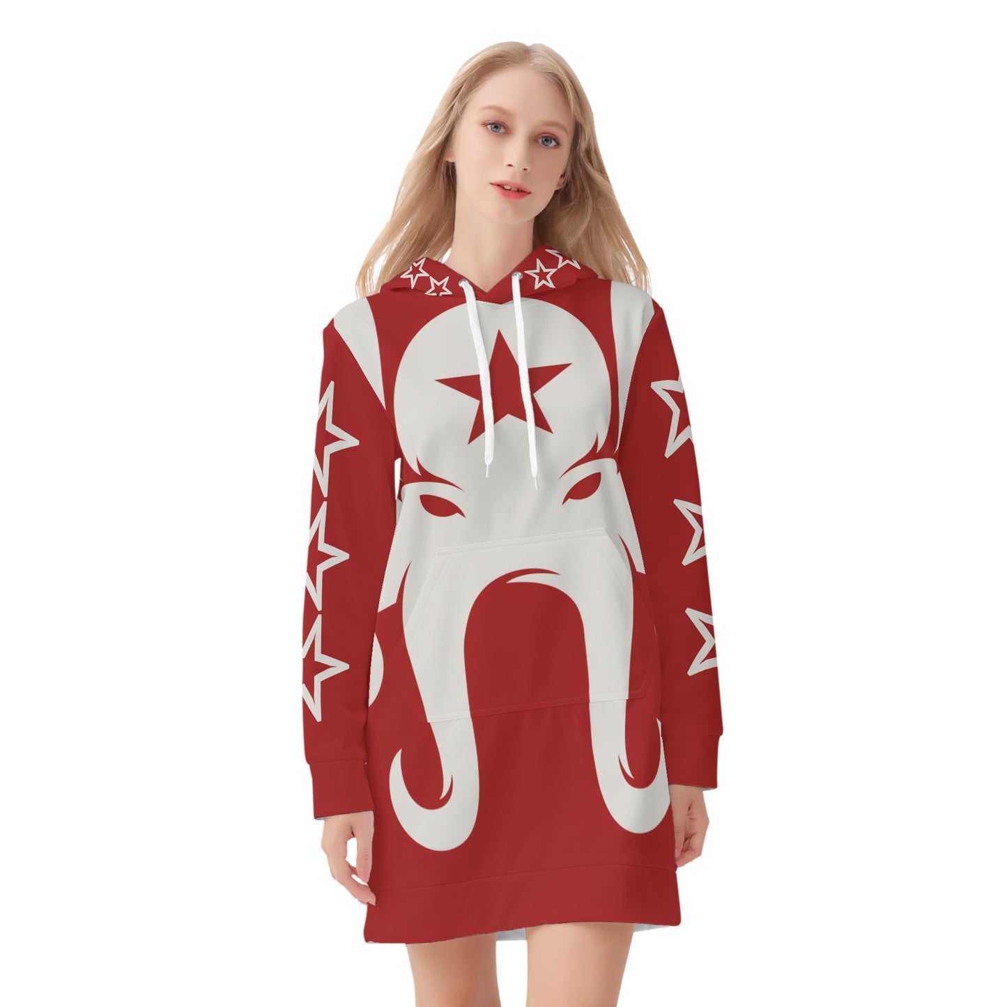 Star Kraken Womens Maroon Hoodie Dress