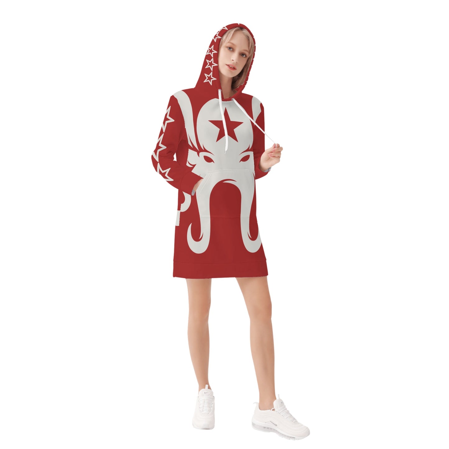 Star Kraken Womens Maroon Hoodie Dress