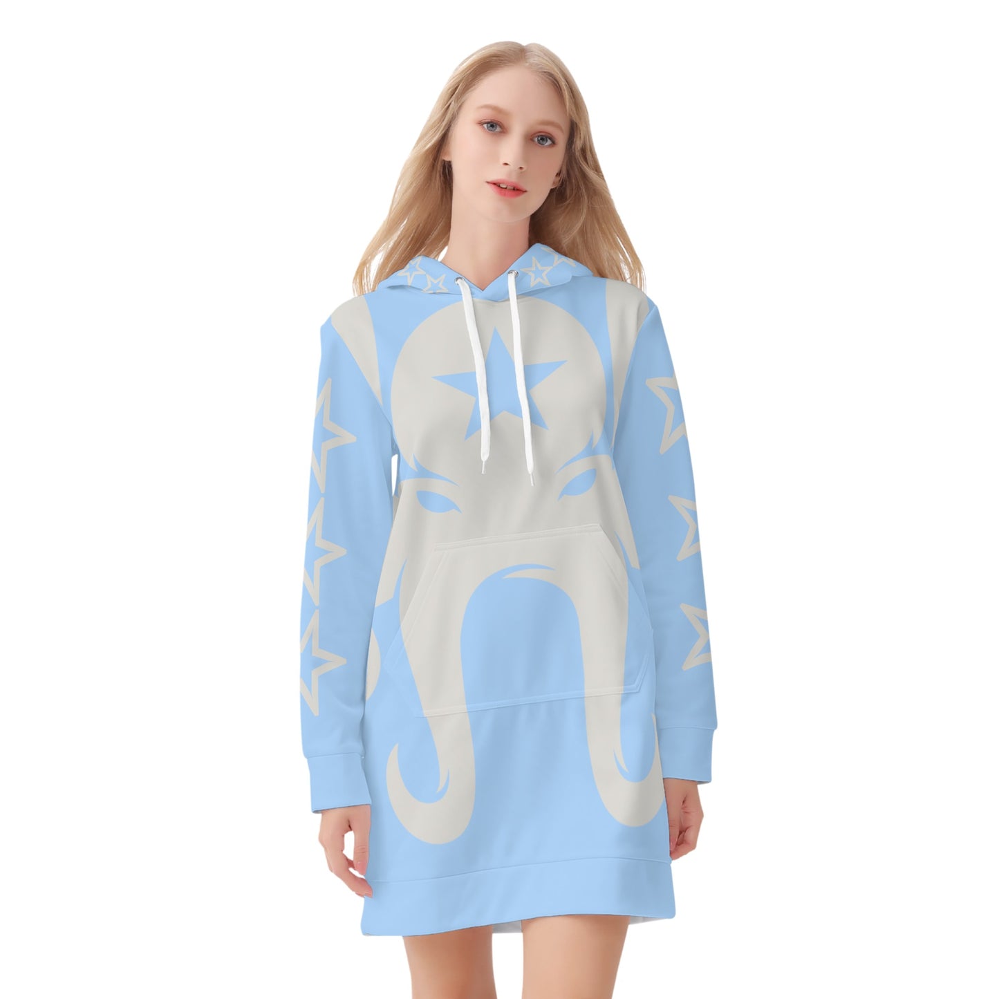 Star Kraken Womens Sky Blue Hoodie Dress