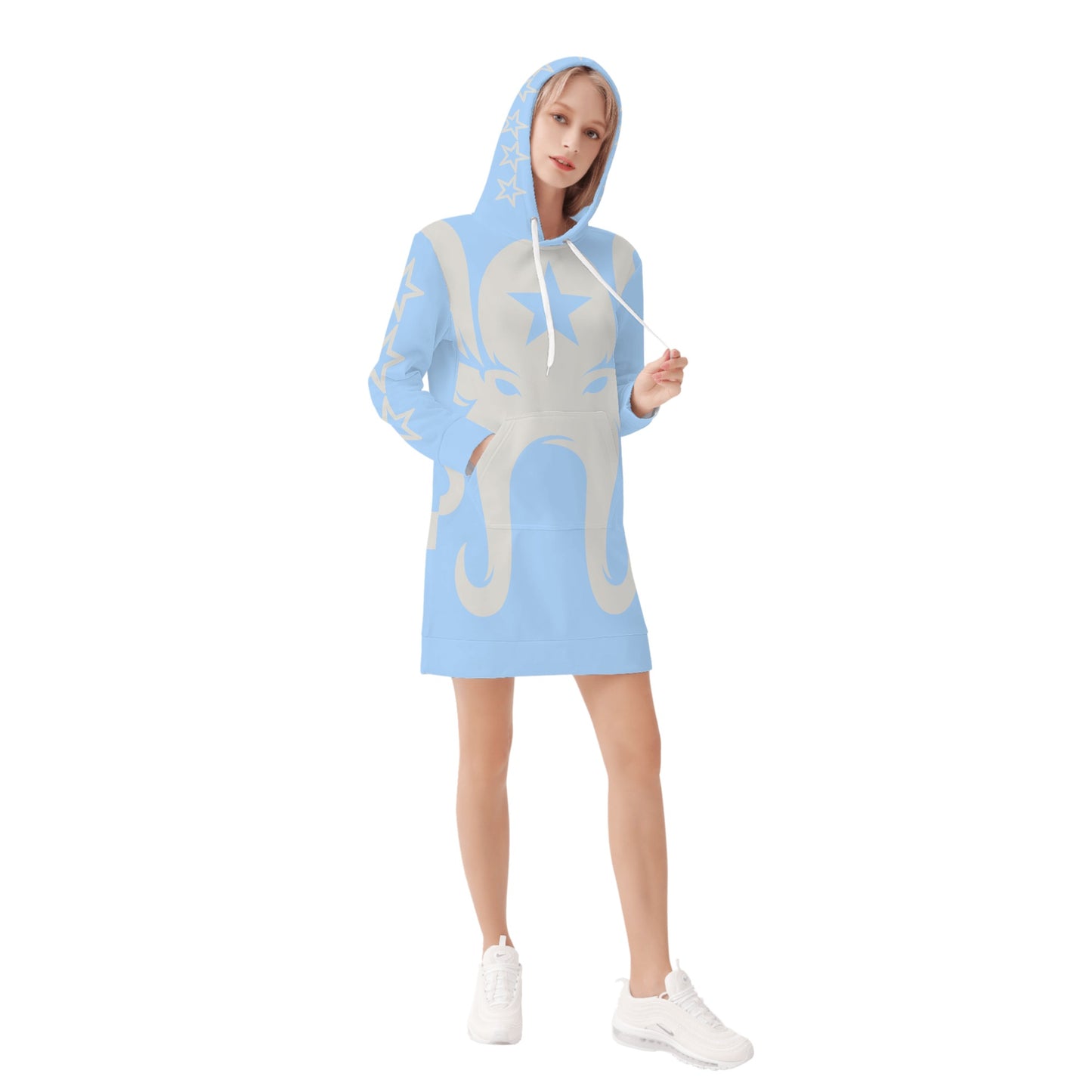 Star Kraken Womens Sky Blue Hoodie Dress