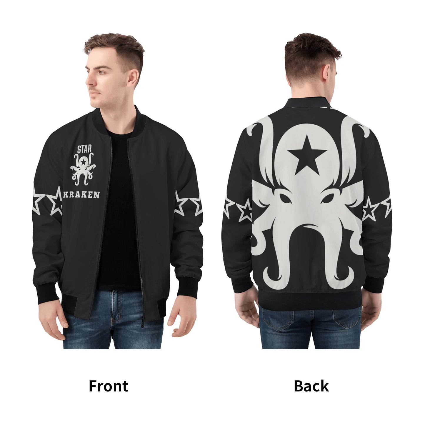 Star Kraken Mens Black Zip Up Jacket