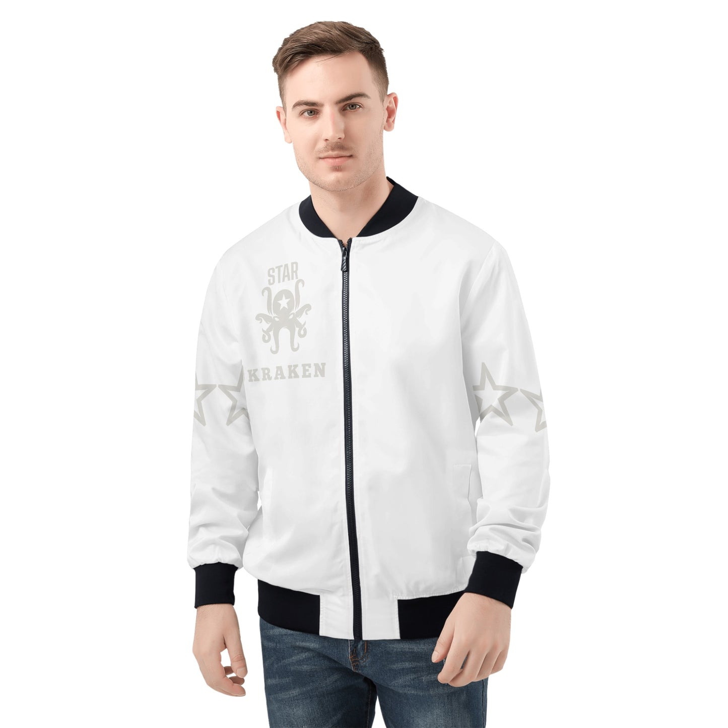 Star Kraken Mens White Zip Up Jacket