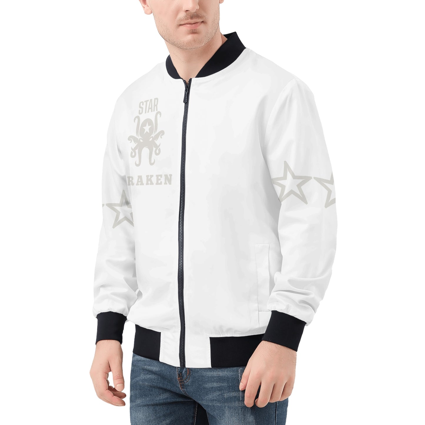 Star Kraken Mens White Zip Up Jacket