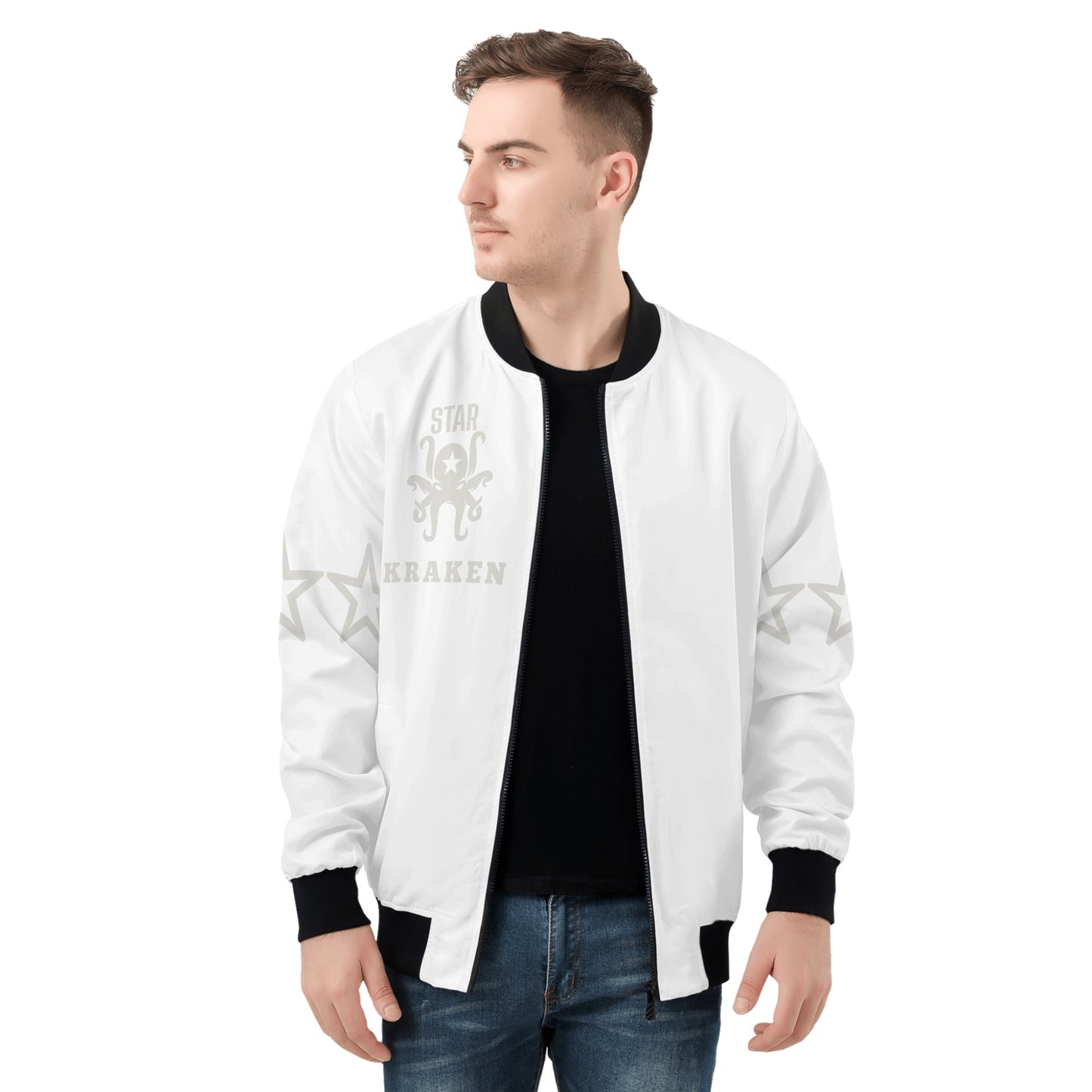 Star Kraken Mens White Zip Up Jacket