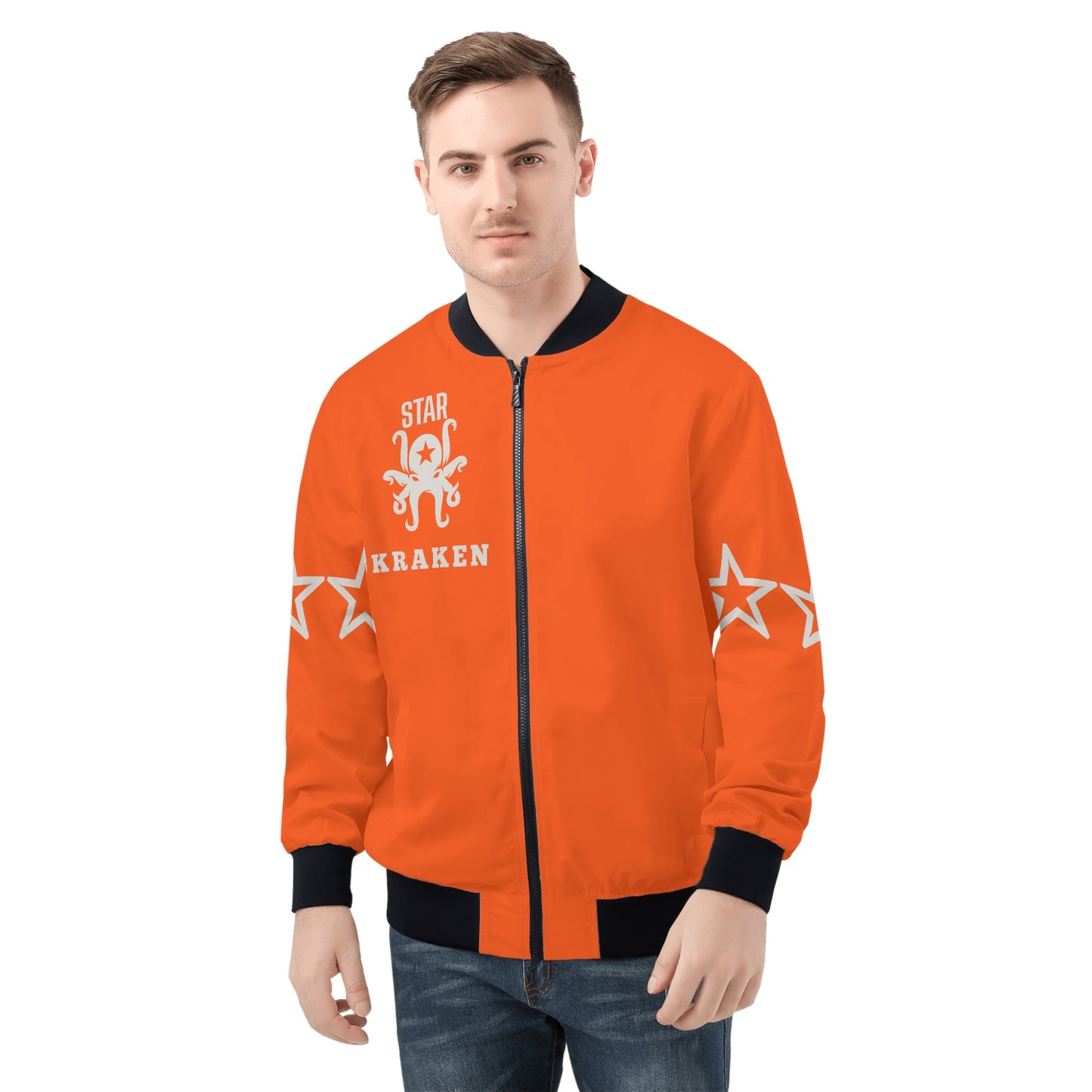 Star Kraken Mens Dark Orange Zip Up Jacket