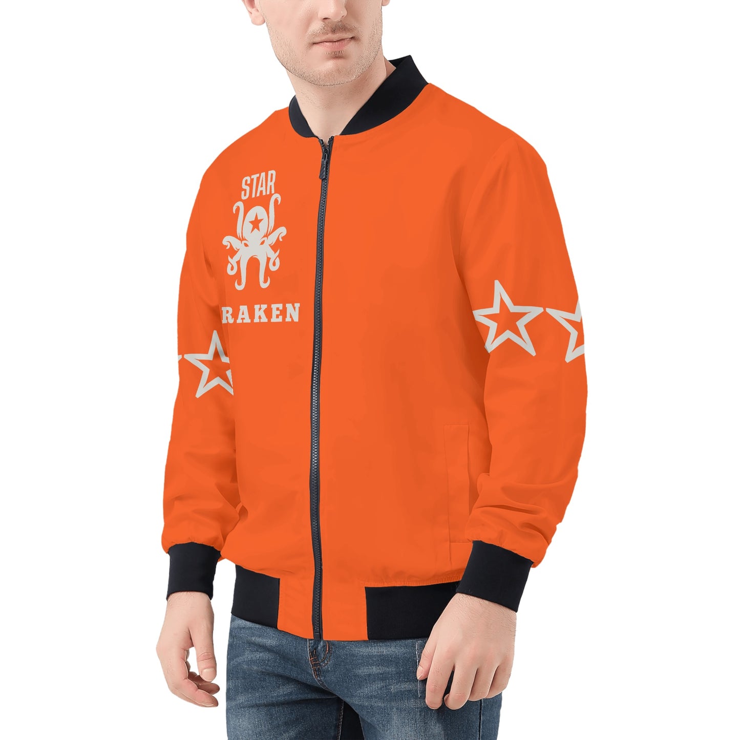 Star Kraken Mens Dark Orange Zip Up Jacket