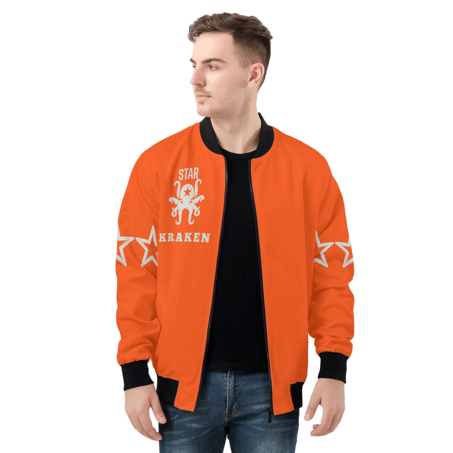 Star Kraken Mens Dark Orange Zip Up Jacket