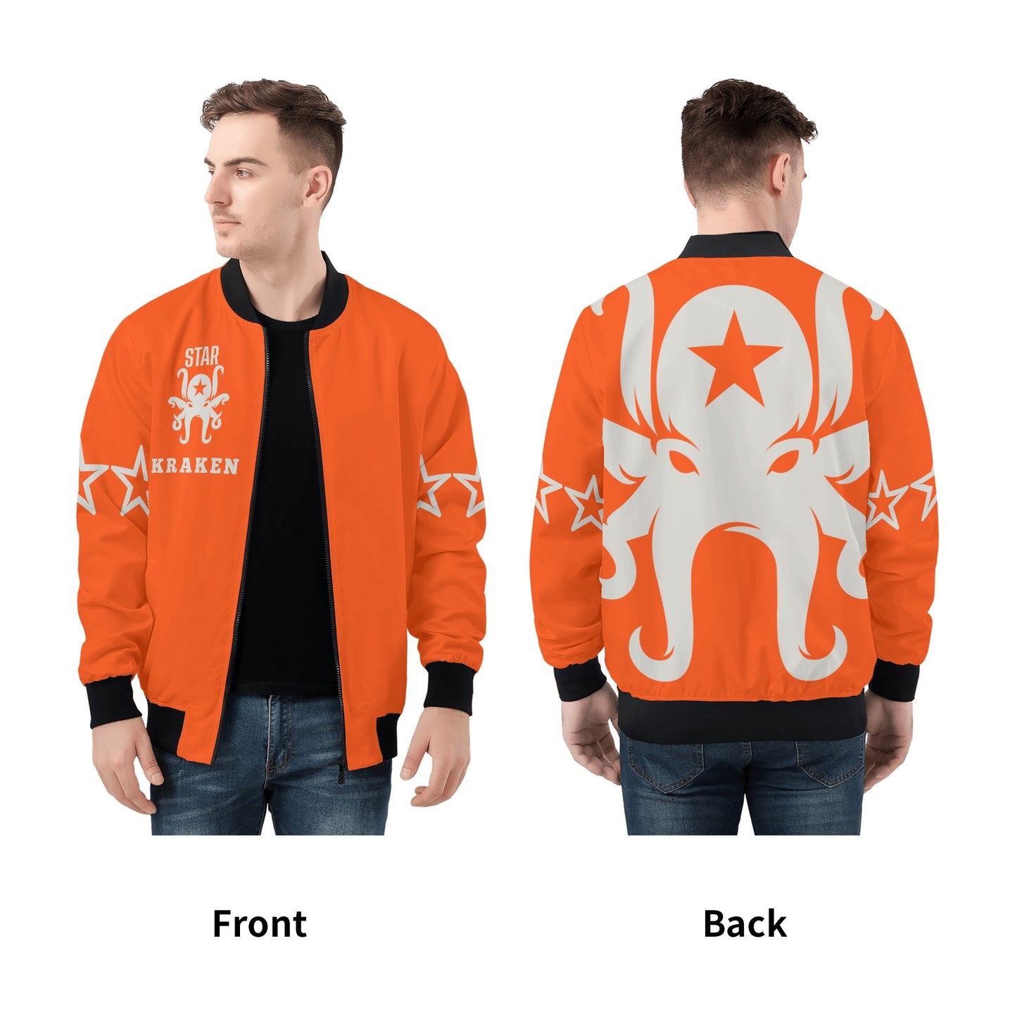 Star Kraken Mens Dark Orange Zip Up Jacket