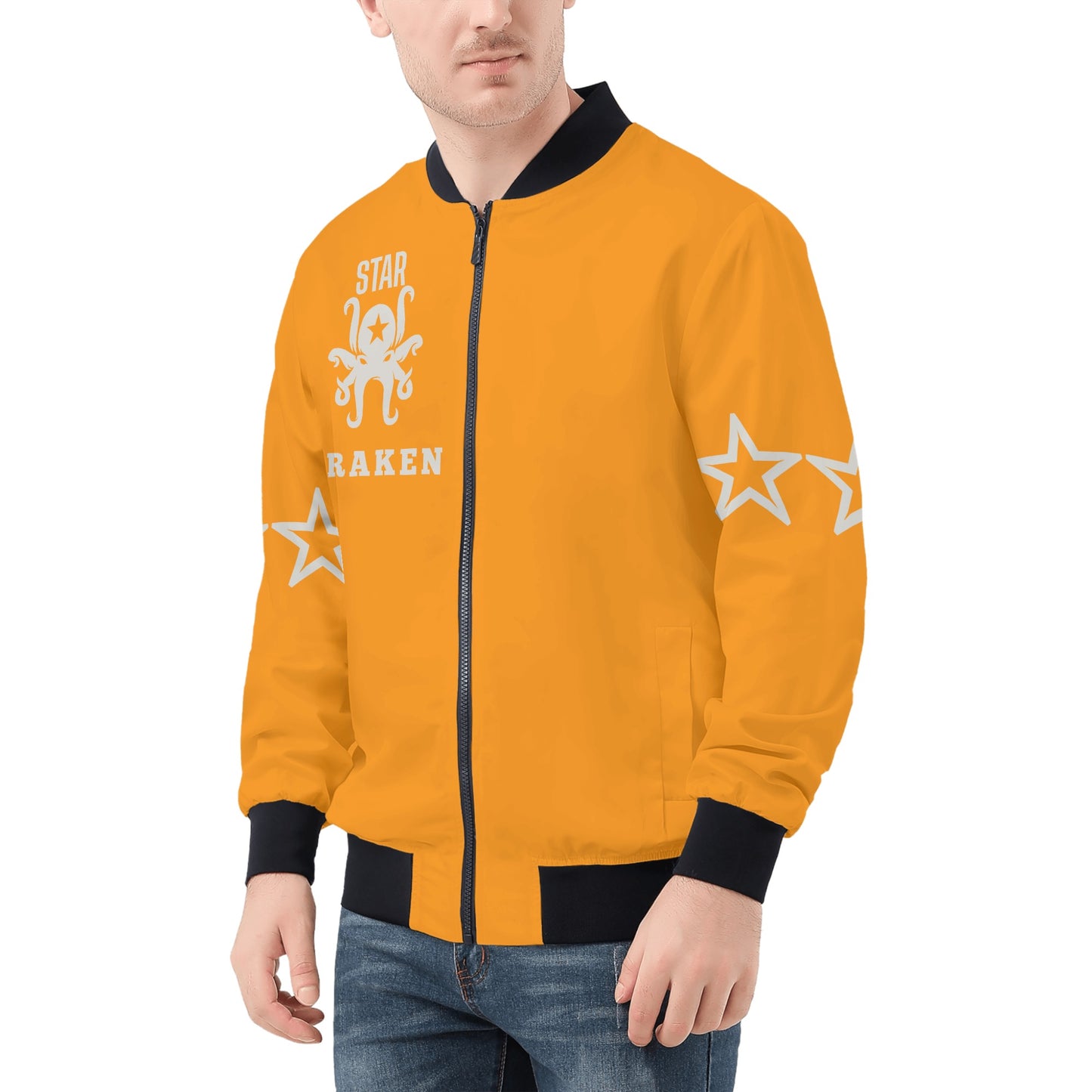 Star Kraken Mens Orange Zip Up Jacket