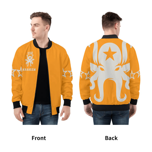 Star Kraken Mens Orange Zip Up Jacket