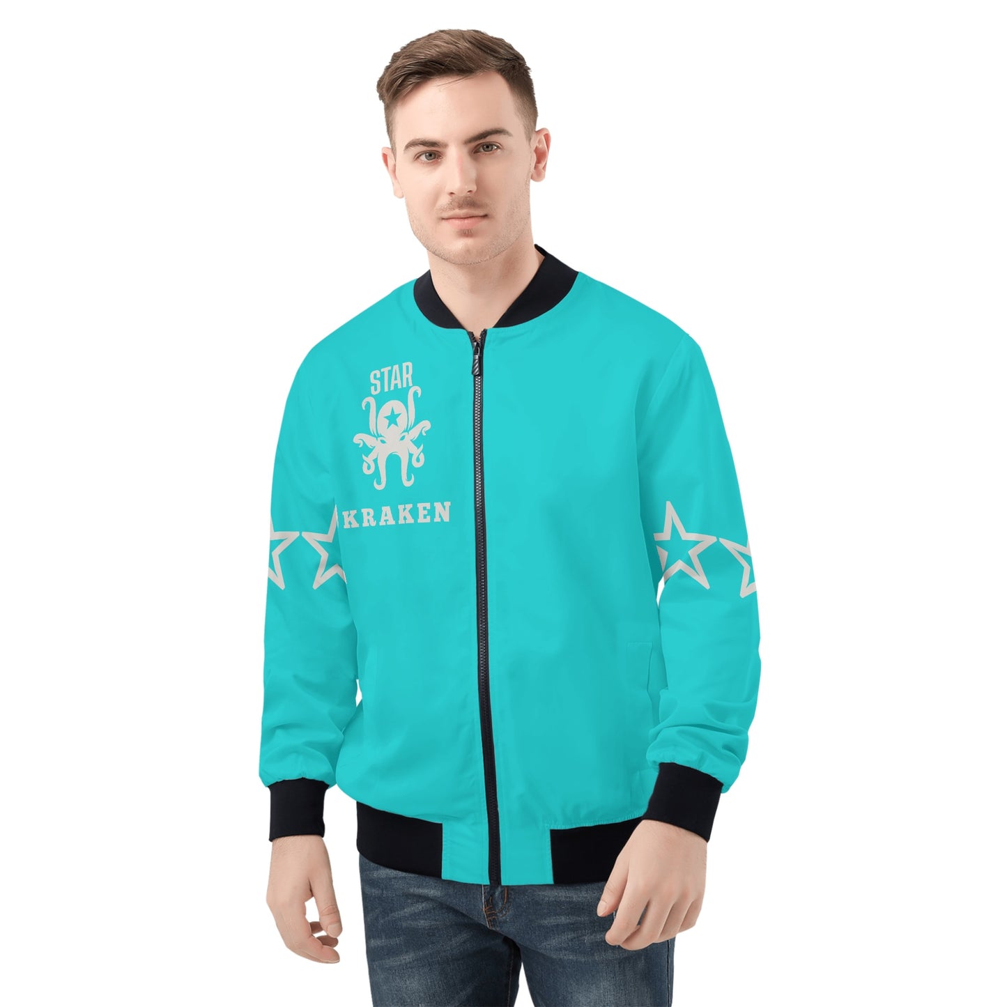 Star Kraken Mens Turquoise Zip Up Jacket