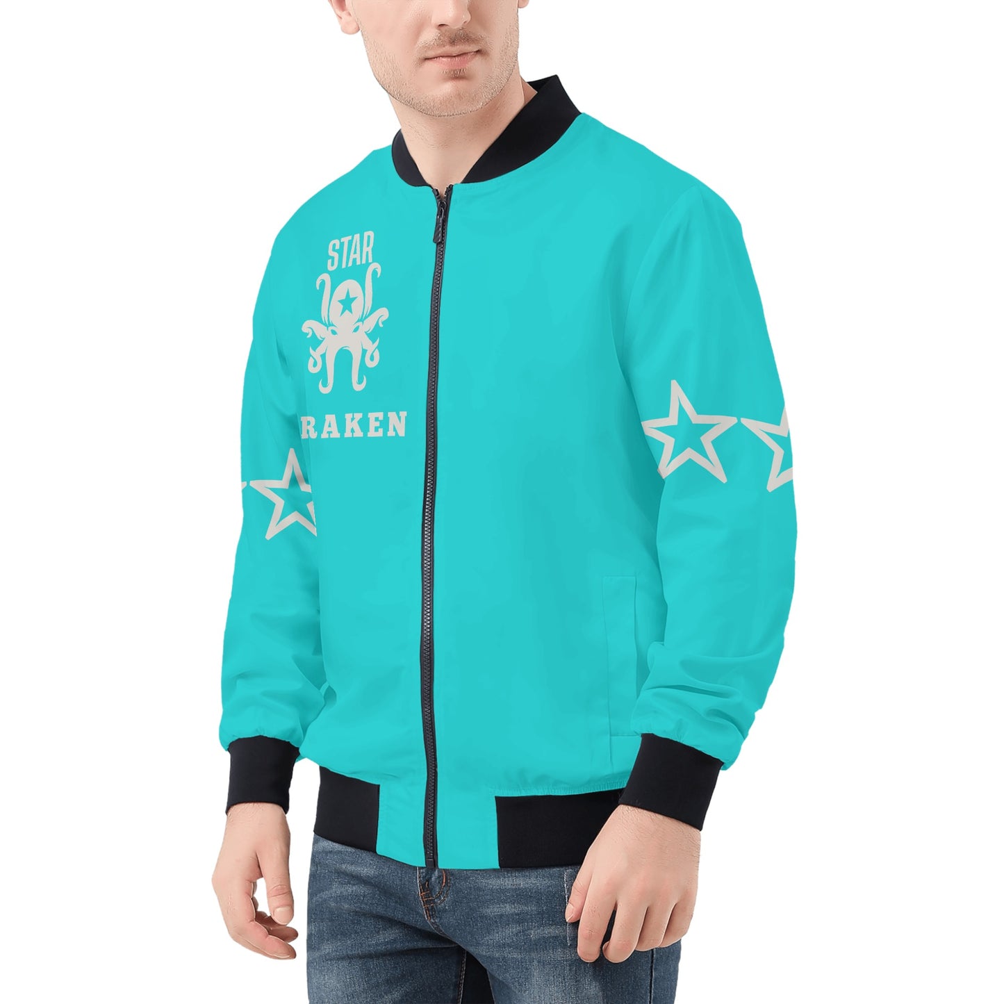 Star Kraken Mens Turquoise Zip Up Jacket