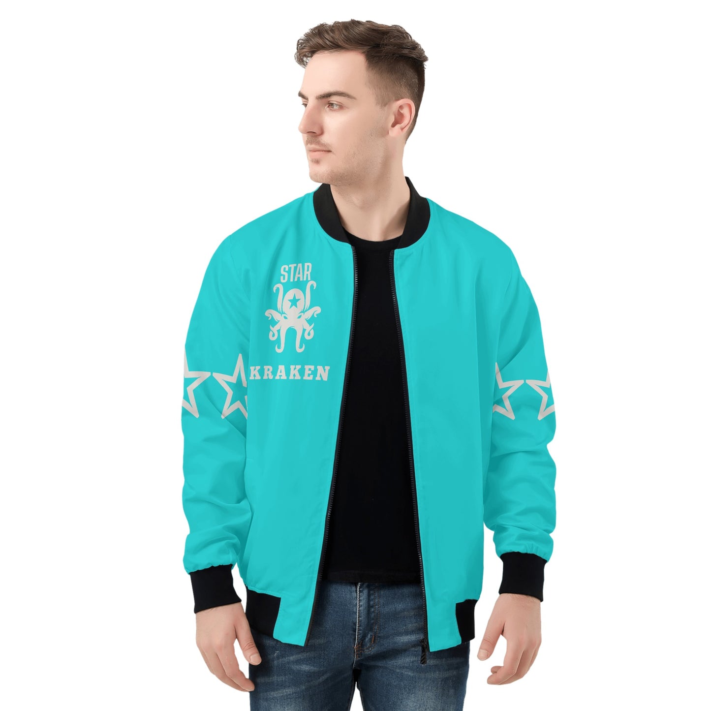 Star Kraken Mens Turquoise Zip Up Jacket