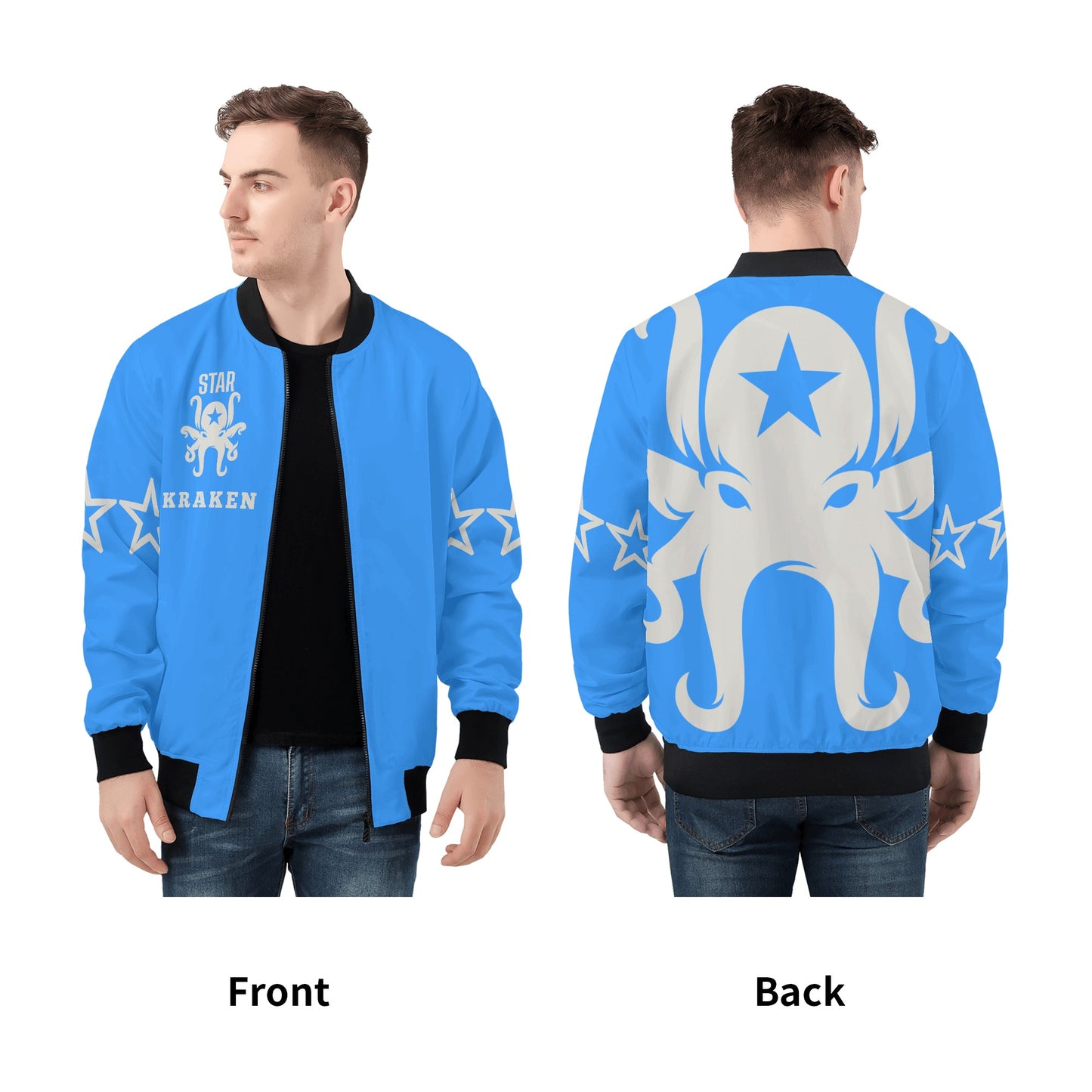 Star Kraken Mens Blue Zip Up Jacket