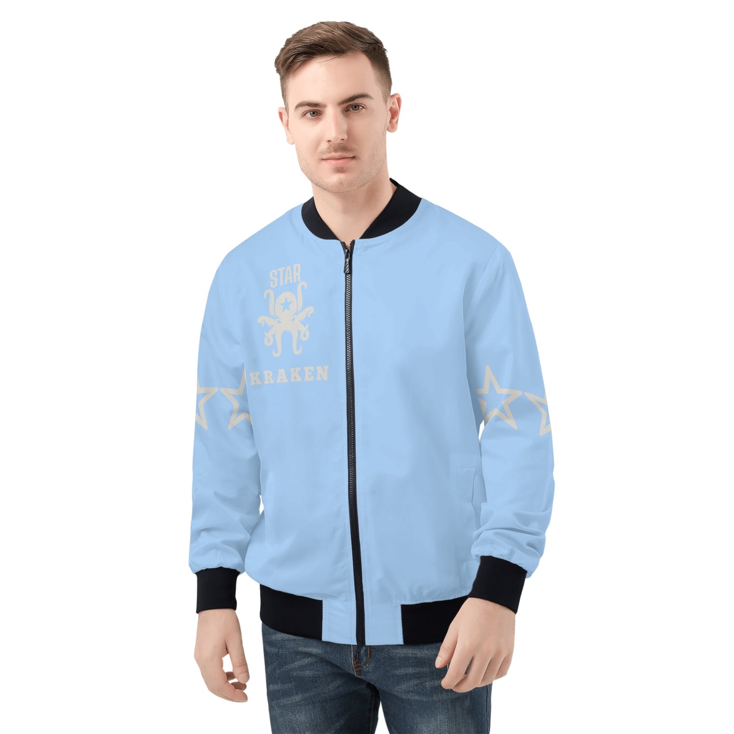 Star Kraken Mens Sky Blue Zip Up Jacket