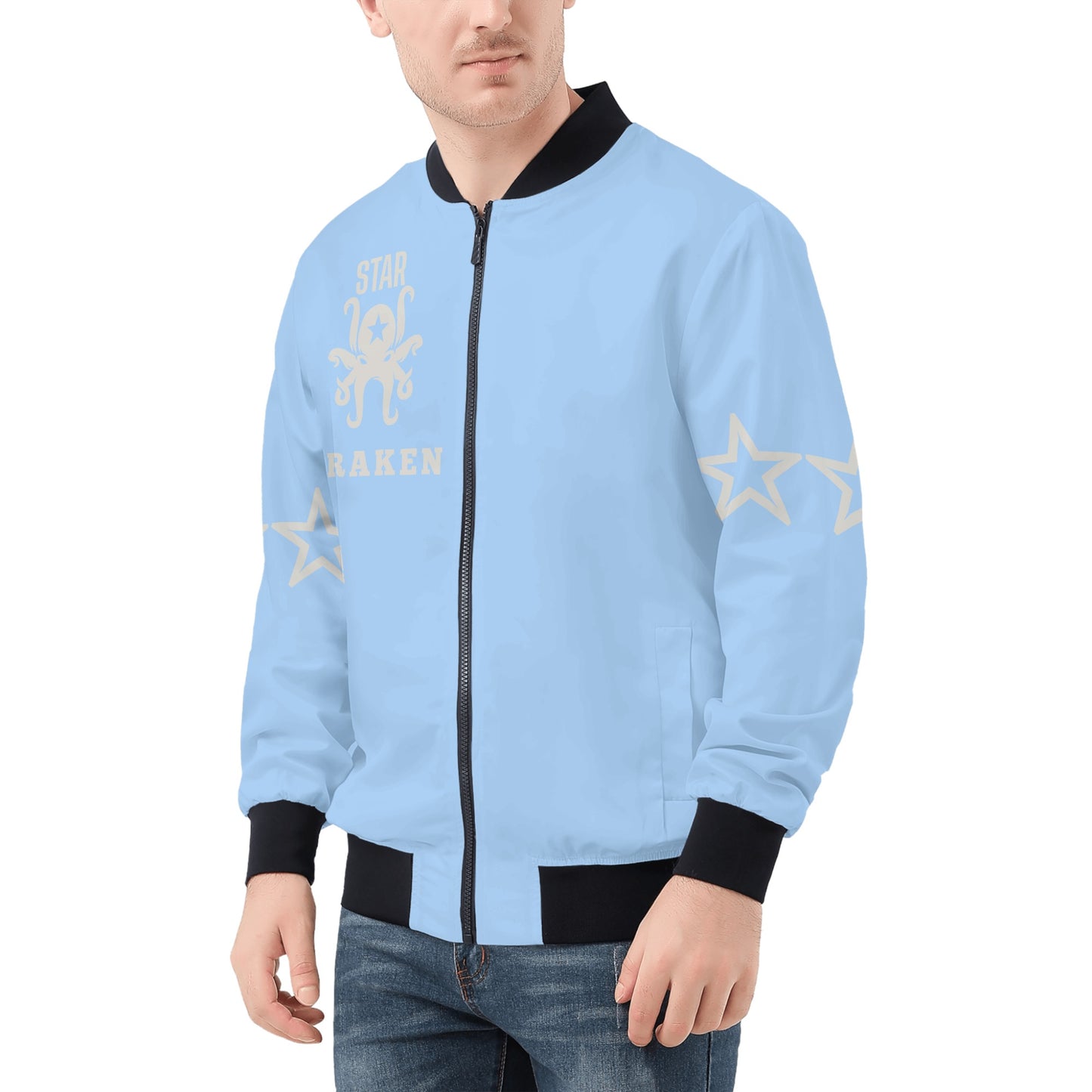 Star Kraken Mens Sky Blue Zip Up Jacket